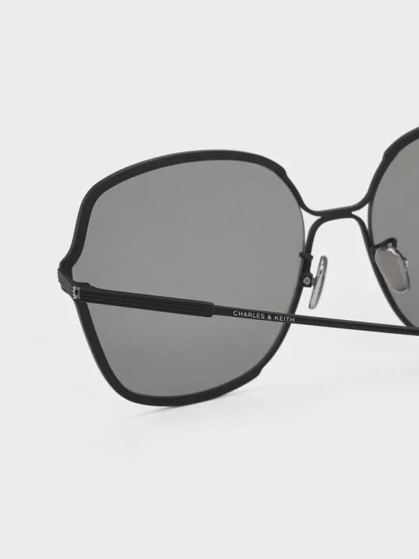 Women Metal Rim Butterfly Sunglasses 8211 Black CHARLES and KEITH Butterfly