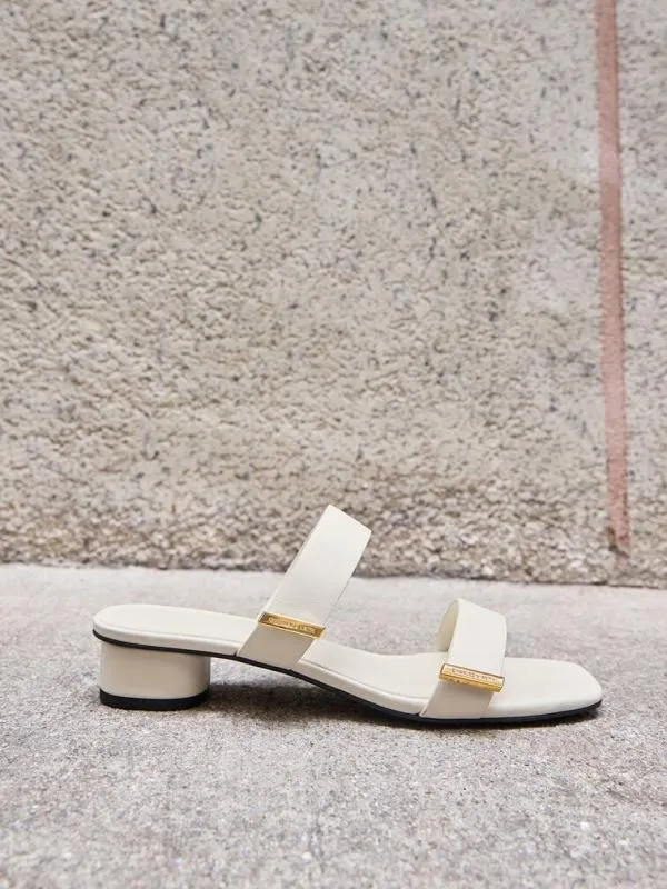Women MetallicAccent DoubleStrap Heeled Sandals 8211 Chalk CHARLES and KEITH Heels