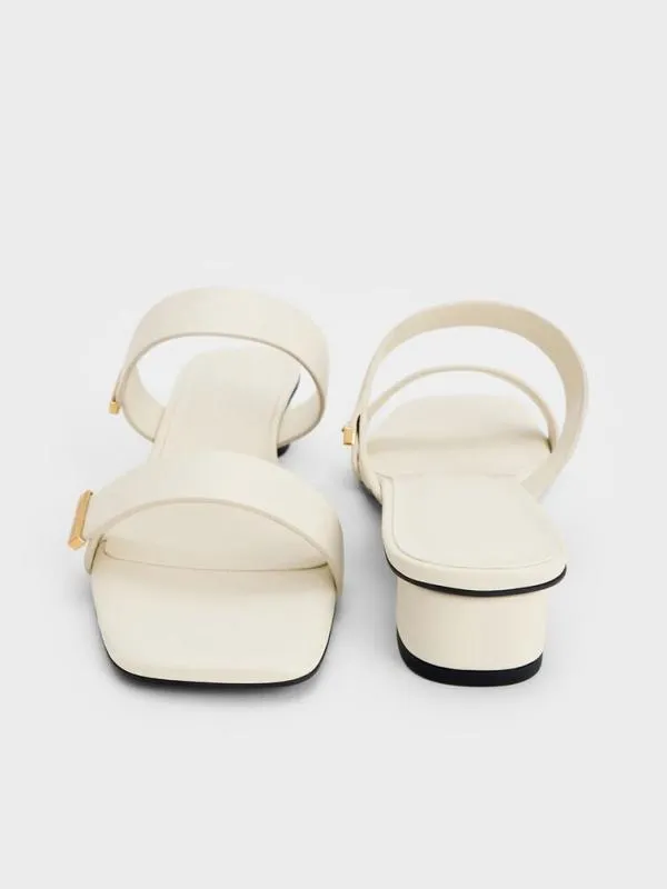 Women MetallicAccent DoubleStrap Heeled Sandals 8211 Chalk CHARLES and KEITH Heels