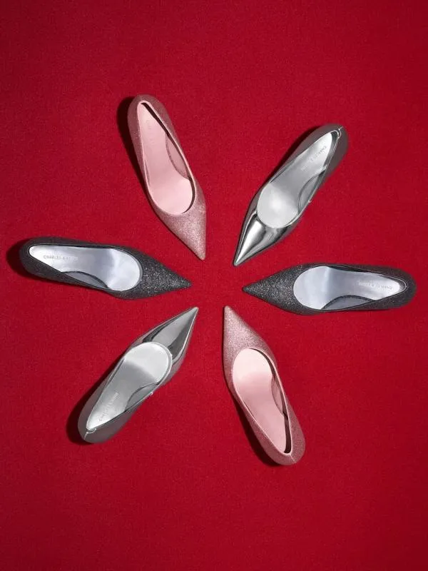 Women Metallic ConeHeel PointedToe Pumps 8211 Silver CHARLES and KEITH Heels