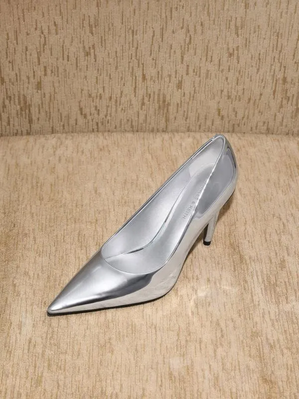 Women Metallic ConeHeel PointedToe Pumps 8211 Silver CHARLES and KEITH Heels