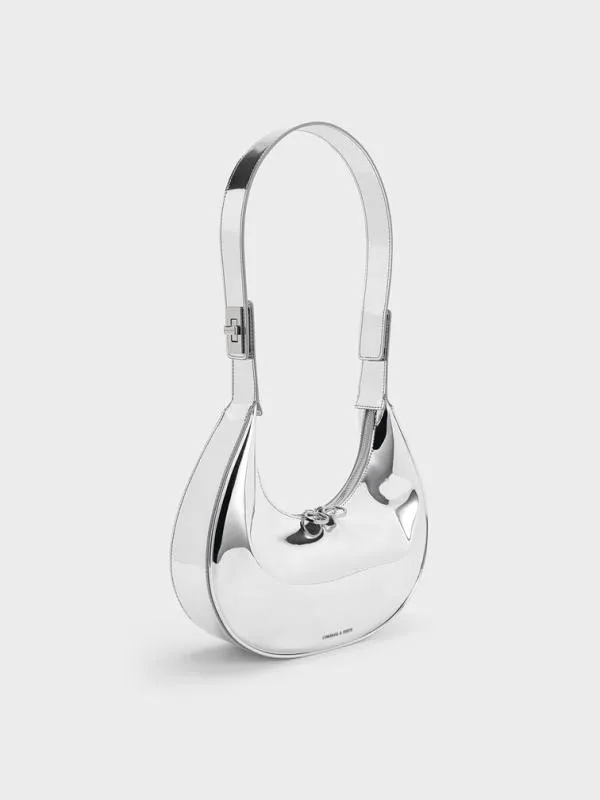 Women Metallic Crescent Hobo Bag 8211 Silver CHARLES and KEITH Hobo Bags Women Metallic Crescent Hobo Bag 8211 Silver CHARLES and KEITH Hobo Bags