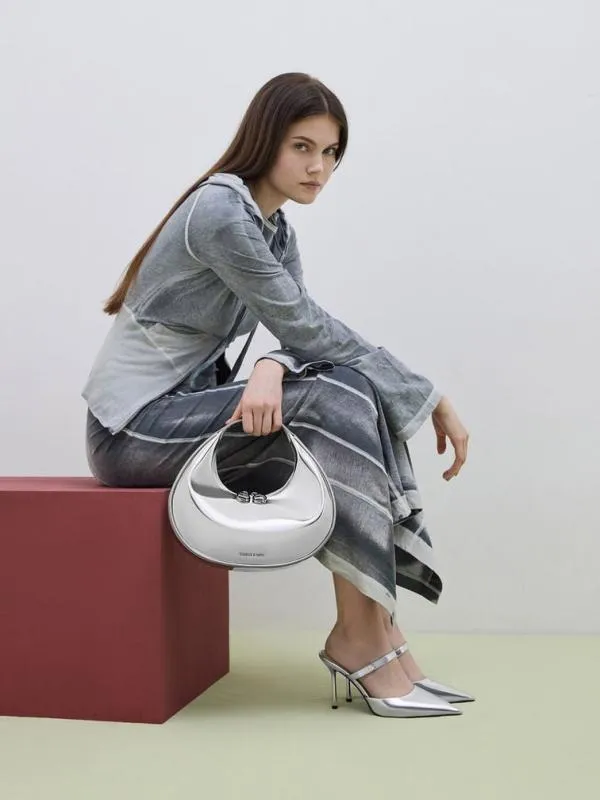 Women Metallic Crescent Hobo Bag 8211 Silver CHARLES and KEITH Hobo Bags Women Metallic Crescent Hobo Bag 8211 Silver CHARLES and KEITH Hobo Bags