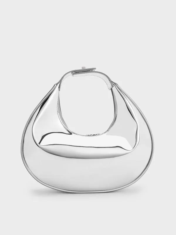 Women Metallic Crescent Hobo Bag 8211 Silver CHARLES and KEITH Hobo Bags Women Metallic Crescent Hobo Bag 8211 Silver CHARLES and KEITH Hobo Bags