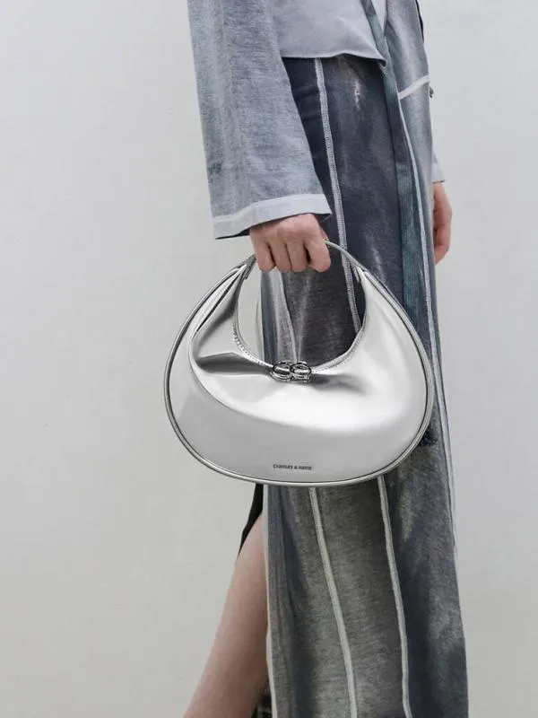 Women Metallic Crescent Hobo Bag 8211 Silver CHARLES and KEITH Hobo Bags Women Metallic Crescent Hobo Bag 8211 Silver CHARLES and KEITH Hobo Bags