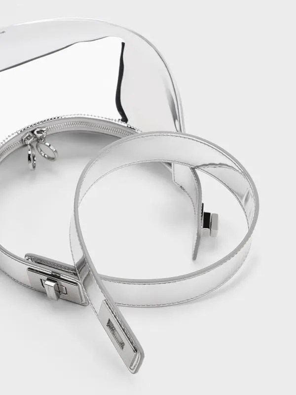 Women Metallic Crescent Hobo Bag 8211 Silver CHARLES and KEITH Hobo Bags Women Metallic Crescent Hobo Bag 8211 Silver CHARLES and KEITH Hobo Bags