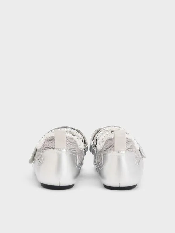 Women Metallic Mesh PearlEmbellished Mary Jane Sneakers 8211 Silver CHARLES and KEITH Sneakers