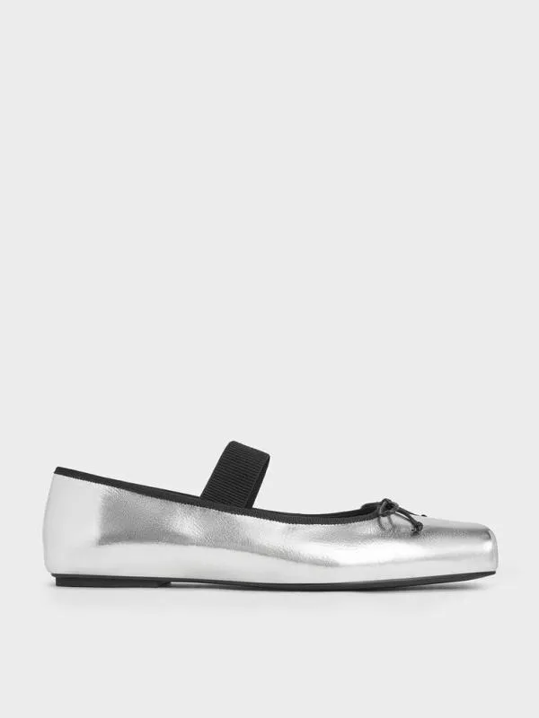 Women Metallic SquareToe Mary Jane Ballet Flats 8211 Silver CHARLES and KEITH Flats Women Metallic SquareToe Mary Jane Ballet Flats 8211 Silver CHARLES and KEITH Flats