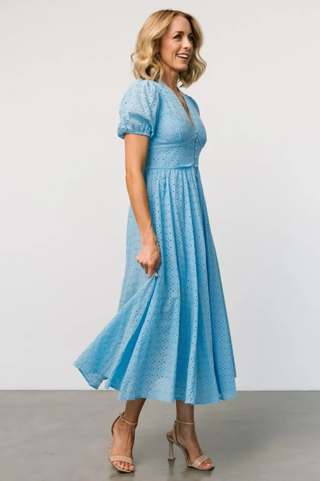 Women Midi Dresses Baltic Born Esther Eyelet Midi Dress Blue Women Midi Dresses Baltic Born Esther Eyelet Midi Dress Blue