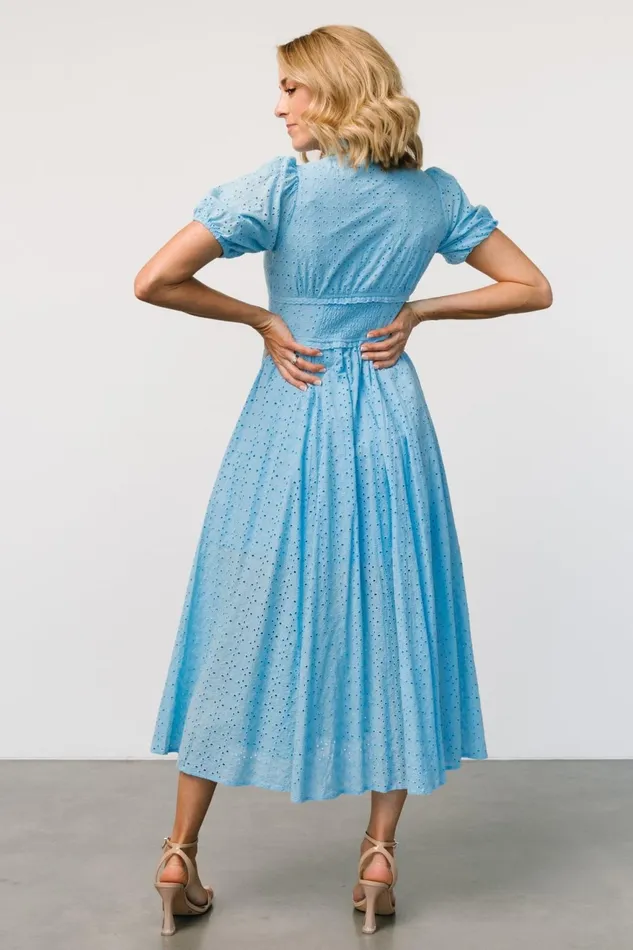 Women Midi Dresses Baltic Born Esther Eyelet Midi Dress Blue Women Midi Dresses Baltic Born Esther Eyelet Midi Dress Blue