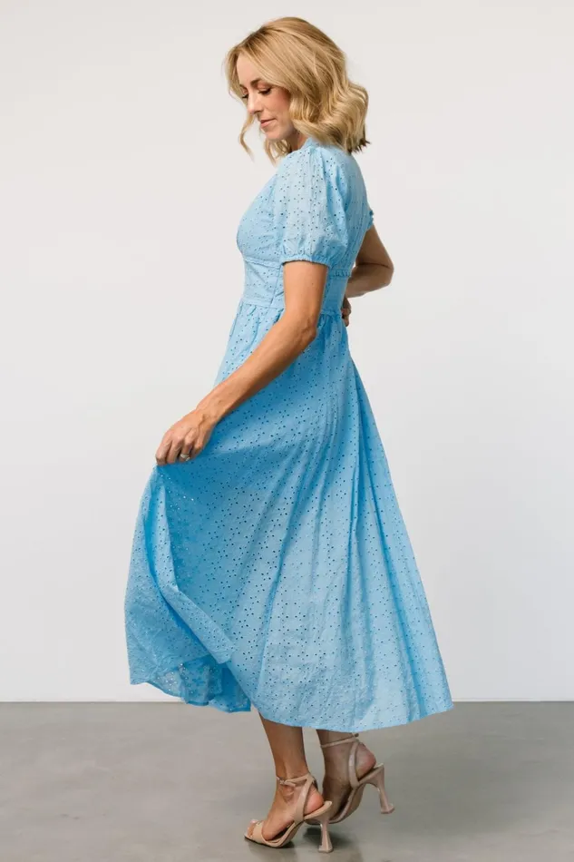 Women Midi Dresses Baltic Born Esther Eyelet Midi Dress Blue Women Midi Dresses Baltic Born Esther Eyelet Midi Dress Blue