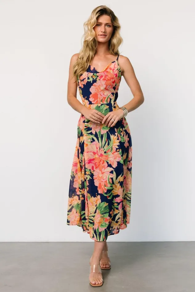 Women Midi Dresses Baltic Born Leilani Midi Dress Navy Floral