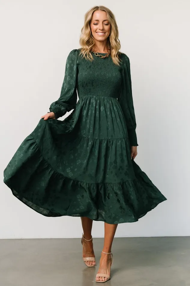 Women Midi Dresses Baltic Born Stockholm Smocked Dress Dark Green Women Midi Dresses Baltic Born Stockholm Smocked Dress Dark Green
