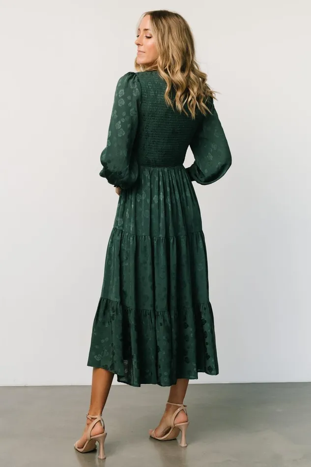 Women Midi Dresses Baltic Born Stockholm Smocked Dress Dark Green Women Midi Dresses Baltic Born Stockholm Smocked Dress Dark Green