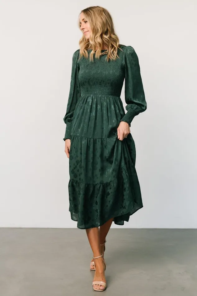 Women Midi Dresses Baltic Born Stockholm Smocked Dress Dark Green Women Midi Dresses Baltic Born Stockholm Smocked Dress Dark Green