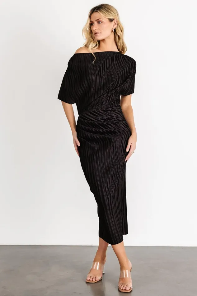 Women Midi Dresses Baltic Born Winslow Pleated Midi Dress Black Women Midi Dresses Baltic Born Winslow Pleated Midi Dress Black