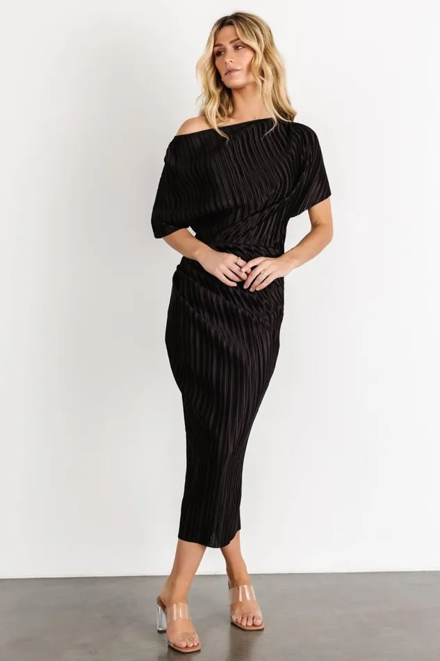 Women Midi Dresses Baltic Born Winslow Pleated Midi Dress Black Women Midi Dresses Baltic Born Winslow Pleated Midi Dress Black