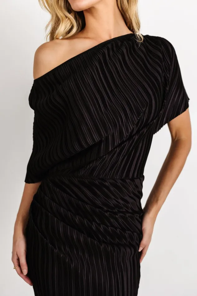 Women Midi Dresses Baltic Born Winslow Pleated Midi Dress Black Women Midi Dresses Baltic Born Winslow Pleated Midi Dress Black