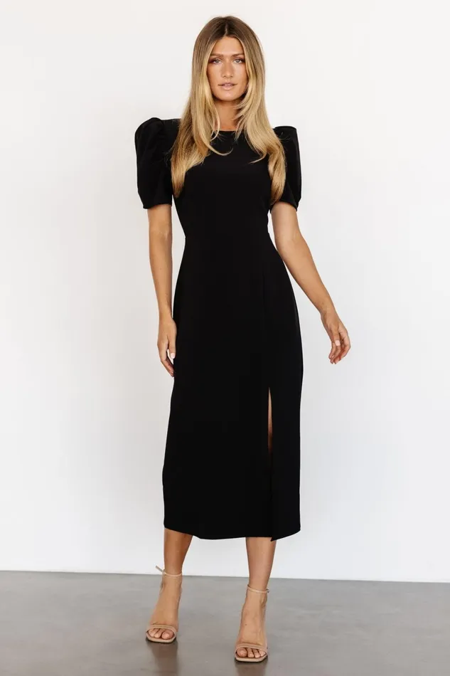 Women Midi Dresses Baltic Born Younge Puff Sleeve Midi Dress Black