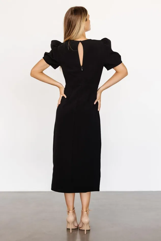 Women Midi Dresses Baltic Born Younge Puff Sleeve Midi Dress Black Women Midi Dresses Baltic Born Younge Puff Sleeve Midi Dress Black