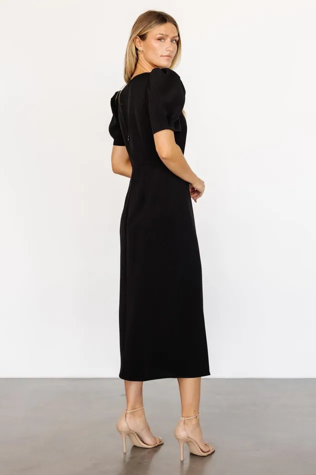 Women Midi Dresses Baltic Born Younge Puff Sleeve Midi Dress Black Women Midi Dresses Baltic Born Younge Puff Sleeve Midi Dress Black