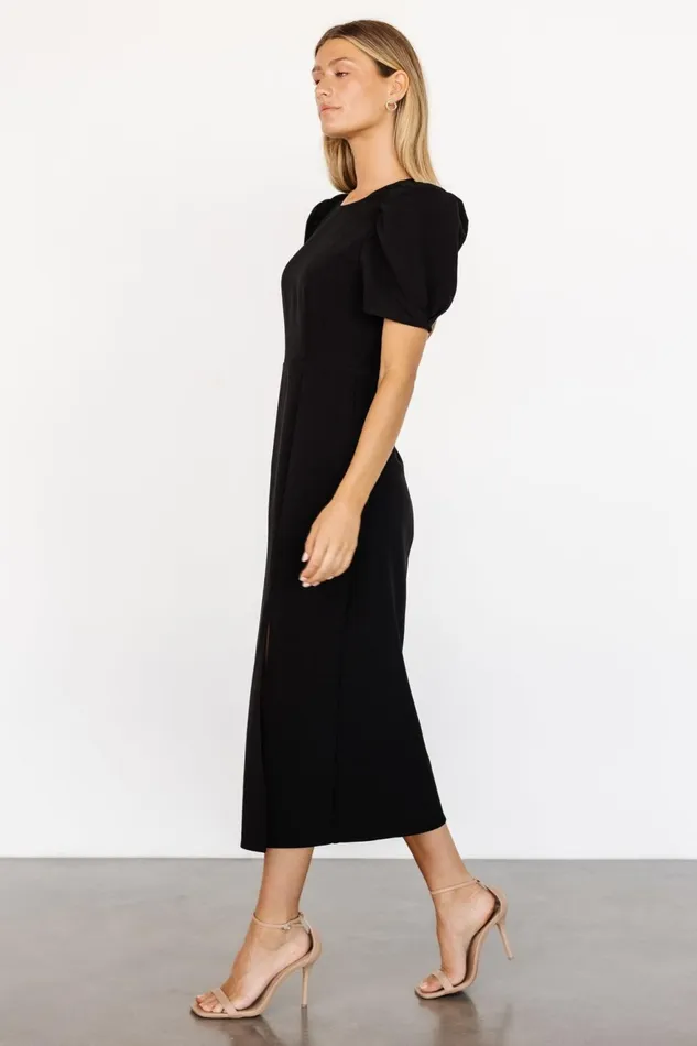 Women Midi Dresses Baltic Born Younge Puff Sleeve Midi Dress Black Women Midi Dresses Baltic Born Younge Puff Sleeve Midi Dress Black