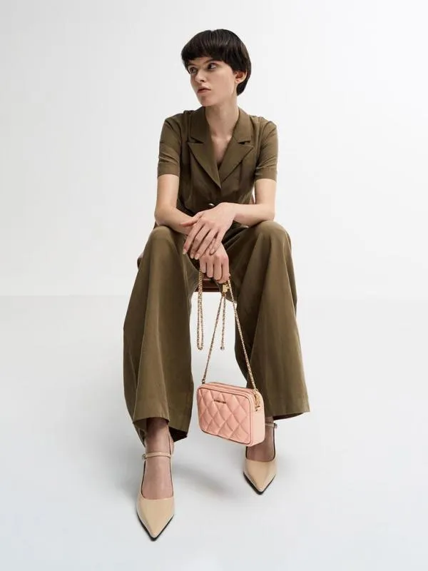 Women Mini Apfra Quilted Crossbody Bag 8211 Pink CHARLES and KEITH Crossbody Bags