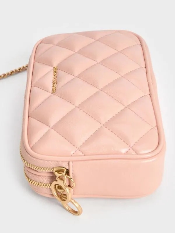 Women Mini Apfra Quilted Crossbody Bag 8211 Pink CHARLES and KEITH Crossbody Bags