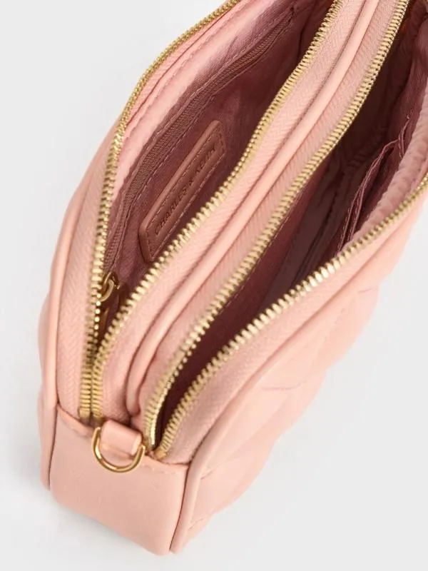 Women Mini Apfra Quilted Crossbody Bag 8211 Pink CHARLES and KEITH Crossbody Bags