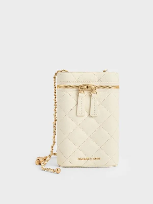 Women Mini Apfra Quilted Elongated Bag 8211 Cream CHARLES and KEITH Crossbody Bags Women Mini Apfra Quilted Elongated Bag 8211 Cream CHARLES and KEITH Crossbody Bags