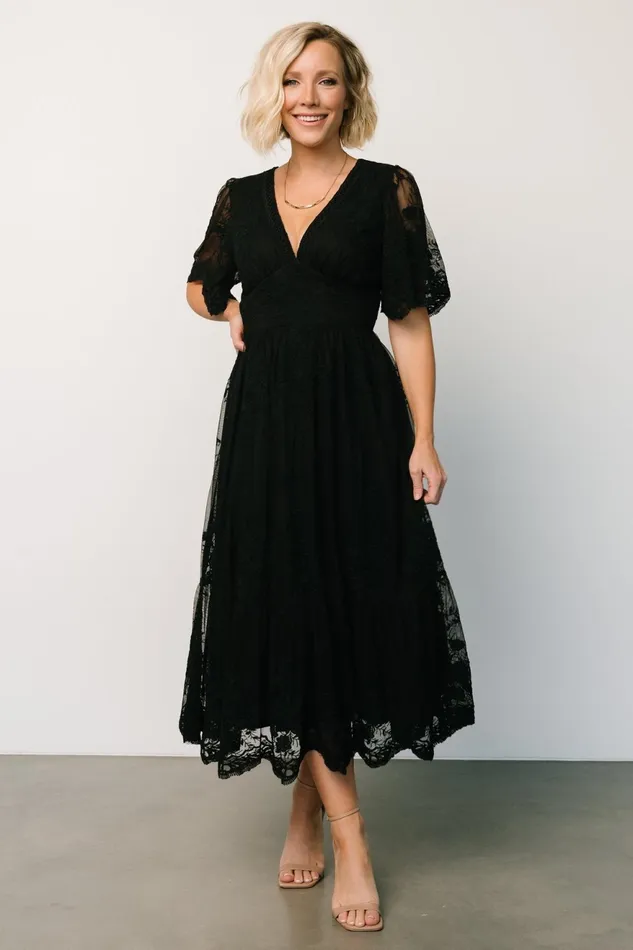 Women Mother Of The Bride Baltic Born Clarisa Lace Midi Dress Black