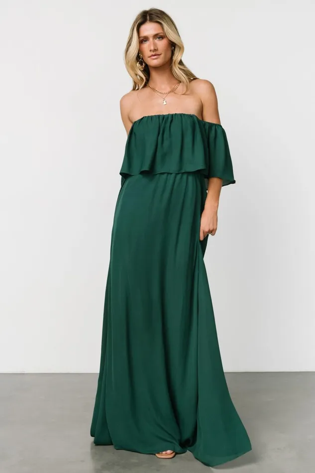 Women Mother Of The Bride Baltic Born Diana Off Shoulder Maxi Dress Emerald