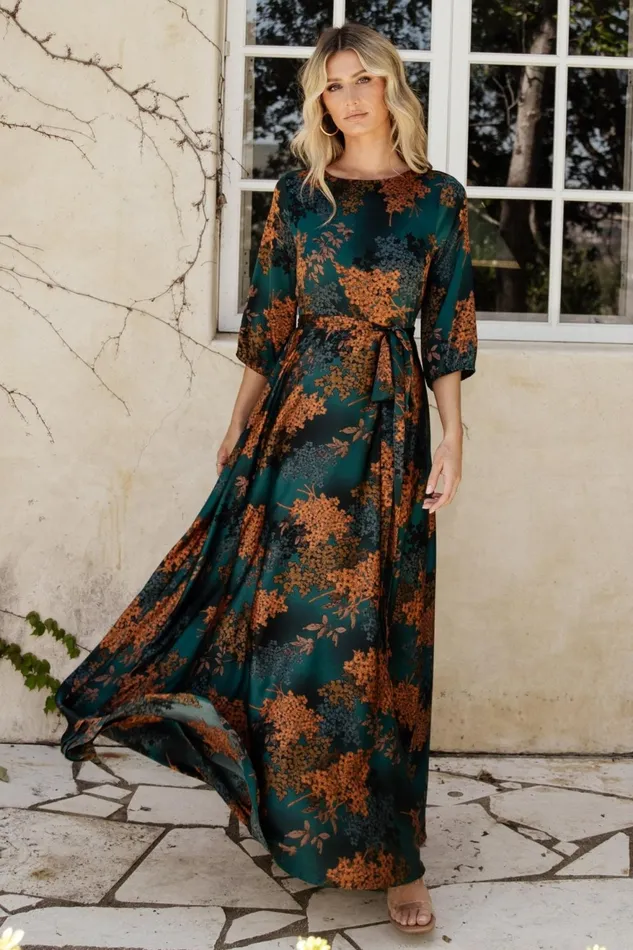 Women Mother Of The Bride Baltic Born Paula Satin Maxi Dress Jade Multi