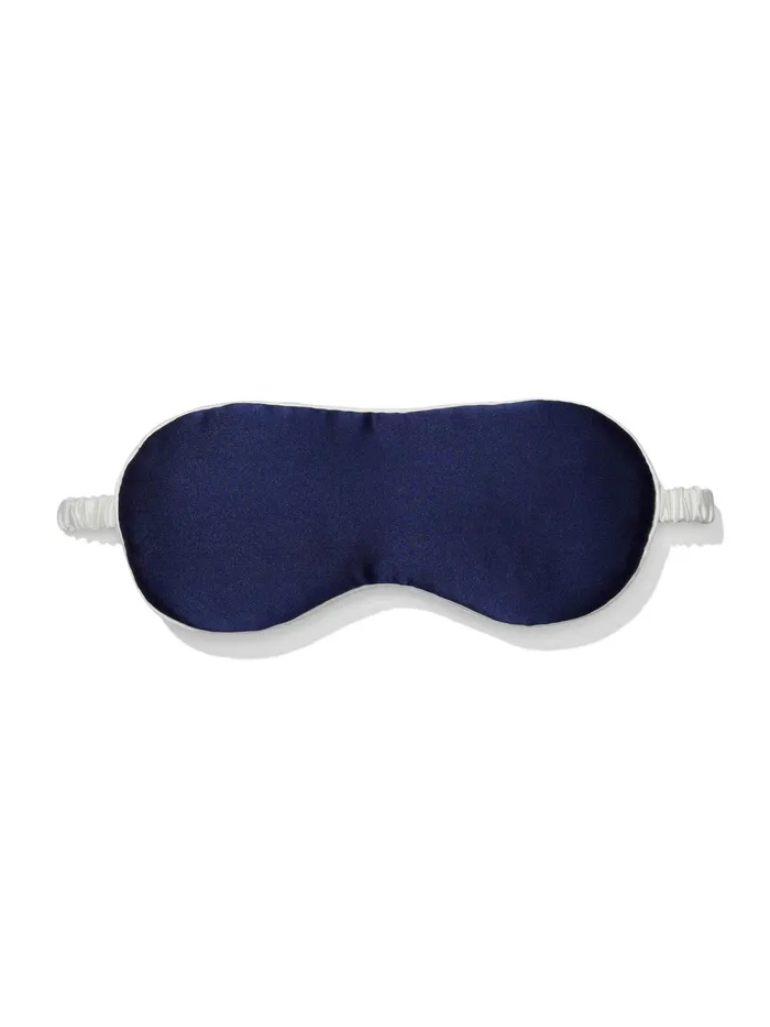 Women Navy Mulberry Silk Pj Set With Eye Mask Navy Peter Alexander Silk