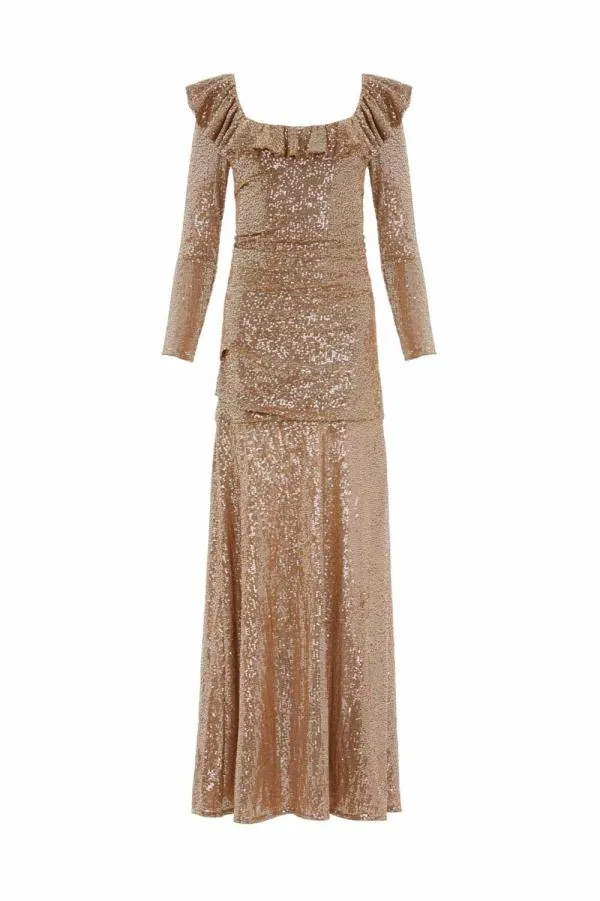 Women Needle and Thread Camille Long Sleeve Gown Brown Women Needle and Thread Camille Long Sleeve Gown Brown