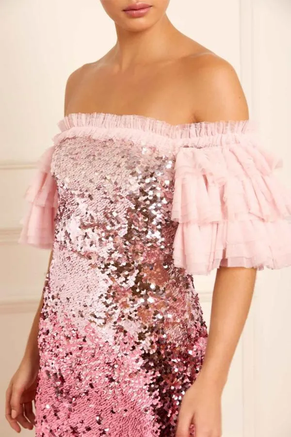 Women Needle and Thread Essie Ombre OffShoulder Micro Mini Dress Pink Women Needle and Thread Essie Ombre OffShoulder Micro Mini Dress Pink