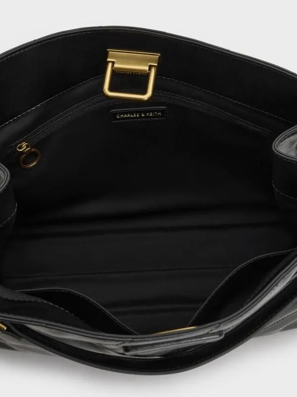 Women Neva Panelled ChainStrap Tote Bag 8211 Black CHARLES and KEITH Shoulder Bags