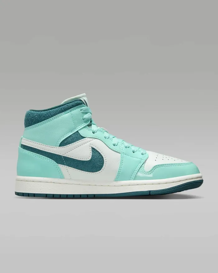 Women Nike All Shoes Air Jordan 1 Mid SE Bleached Turquoisebarely Greensailsky J Teal