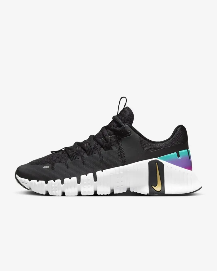 Women Nike All Shoes Free Metcon 5 Premium Blackwhitefireberrymetallic Gold