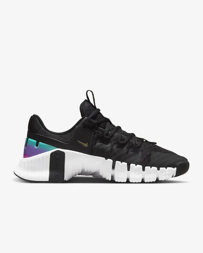Women Nike All Shoes Free Metcon 5 Premium Blackwhitefireberrymetallic Gold