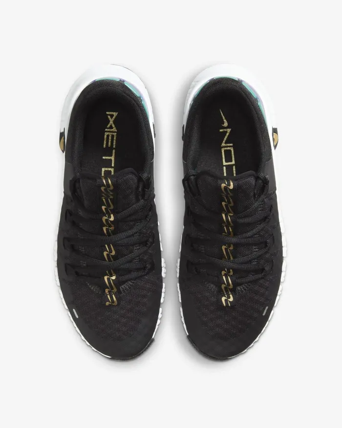 Women Nike All Shoes Free Metcon 5 Premium Blackwhitefireberrymetallic Gold