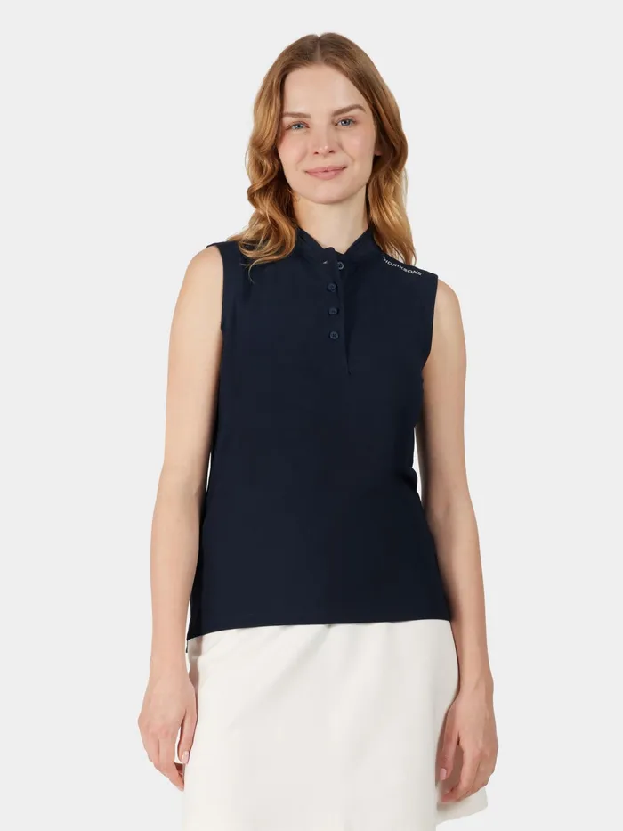 Women Nikki Sleeveless Polo Dark Night Blue Didriksons TShirts