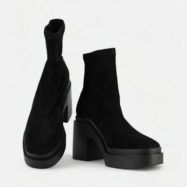 Women NINA Suede Black Clergerie Ankle Boots