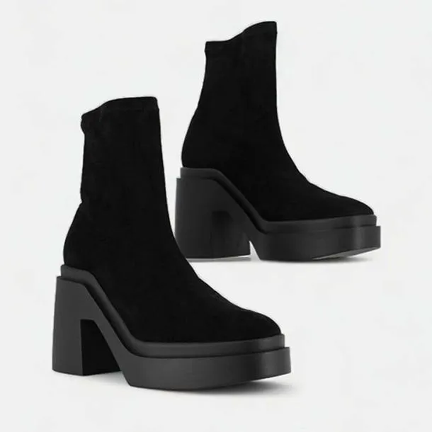 Women NINA Suede Black Clergerie Ankle Boots