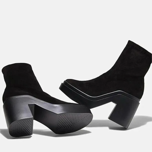 Women NINA Suede Black Clergerie Ankle Boots