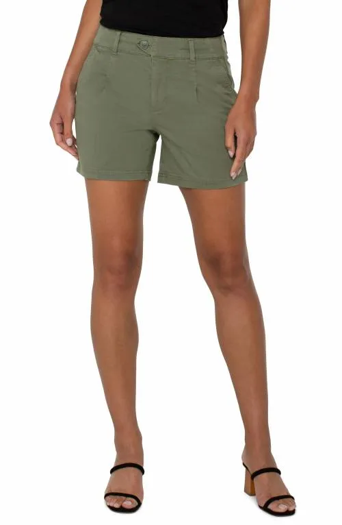 Women NonDenim Shorts Liverpool Los Angeles Pleated Trouser Short Martini Olive