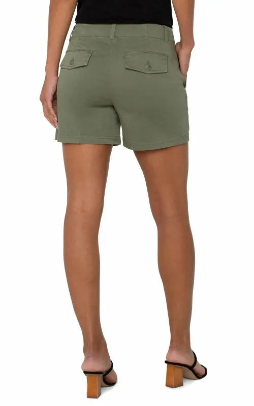Women NonDenim Shorts Liverpool Los Angeles Pleated Trouser Short Martini Olive