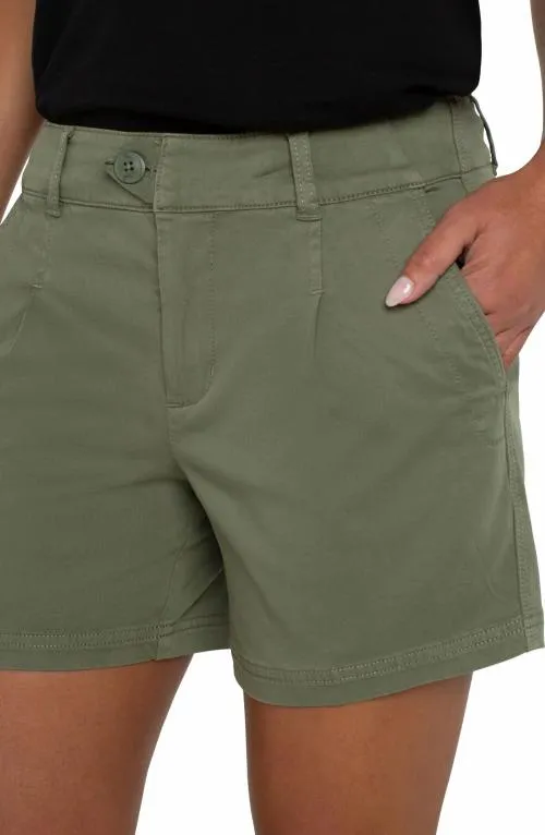 Women NonDenim Shorts Liverpool Los Angeles Pleated Trouser Short Martini Olive