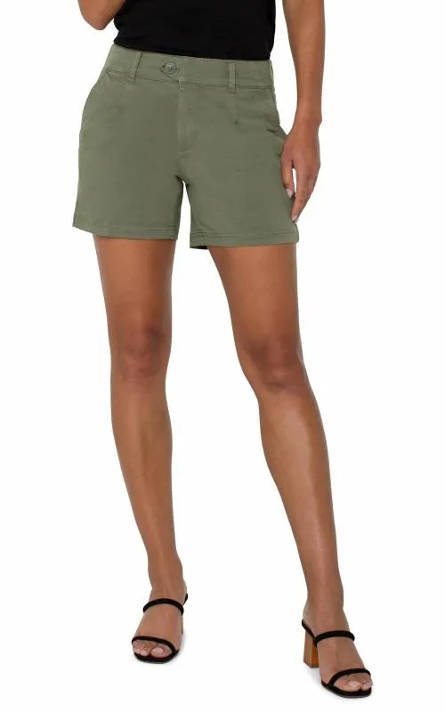 Women NonDenim Shorts Liverpool Los Angeles Pleated Trouser Short Martini Olive