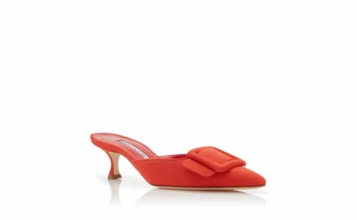 Women Orange Suede Buckle Detail Mules Manolo Blahnik Mules